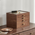 Black Walnut Wooden Women Jewelry Box with Glass Lid, 4 Layer - style: 4 Layer A