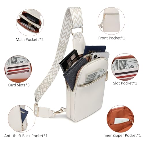 DIOMO Anti Theft Small Sling Bag for Women Cross Body Bag Trendy, RFID Fanny Packs Vegan Leather for Women Travel Belt Purse - color: Beige-Gold Zipper
