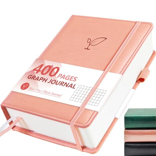 Hoci Poci 400 Pages Graph Journal Notebook, 5.8" x 8.4",100gsm, Pink - color: Pink, size: Squared-400 Pages (5.7"×8.3")