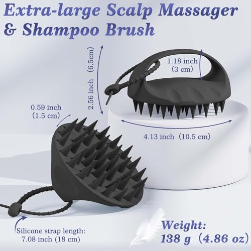 Manmihealth Large Hair Scalp Scrubber, One-piece Silicone Scalp Massager - color: Style 2(black)