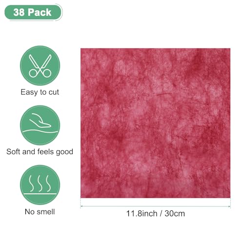 M METERXITY 38-Sheet Korean Cotton Wrapping Flower Paper, 11.8 Inch Waterproof Floral Wrapping Cotton Paper for Bouquets/Gift Packaging [Red] - color: Red