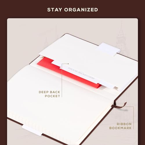 BEECHMORE BOOKS A5 5x8 Lined Leather Journal For Men, 120 GSM with Gift Box - color: Chestnut Brown, size: A5 - 5.8" x 8.3" Medium