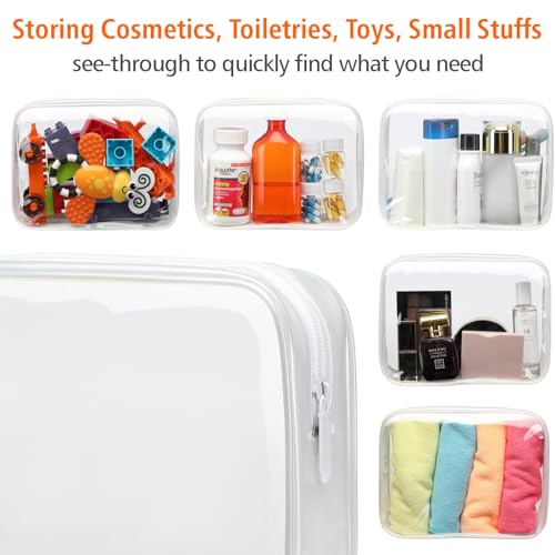 PACKISM Clear Makeup Bag Travel - TSA Approved Toiletry Bag, 2 Matte White - color: Matte White, size: Mixed Size Series (1 Medium + 1 Large)