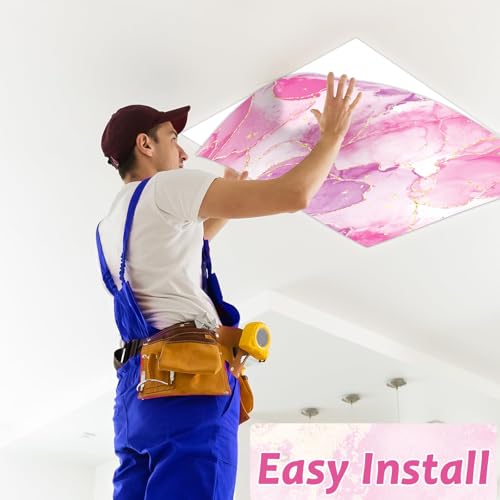 6 Pcs Fluorescent Light Covers with 60 Magnets Decorative for Classroom Ceiling Lights 4 x 2 Feet Magnetic Light Covers Filter Easy Install for Office Hospital & Home Drop Ceiling Supplies (Fluid Art) - color: Fluid Art