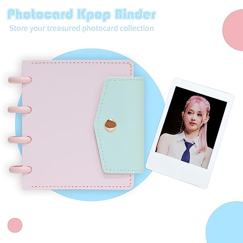 Photocard Binder 3 Inch, Detachable Photo Holder Album - Mini Photo Book with 20 Pockets Fits 40 Cards (Pink) - color: Pink