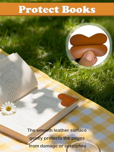 ZONICE Leather Heart Corner Bookmarks for Women, 6-Pack