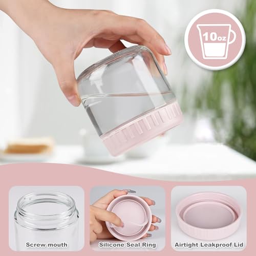 SHOWIN Overnight Oats Containers with Lids, 10oz Glass Jars with Lids 4 pcs, Wide Mouth Mason jars for Salad, Yogurt, Snacks, Meal Prep - color: Multicolor, size: 10oz-4pc