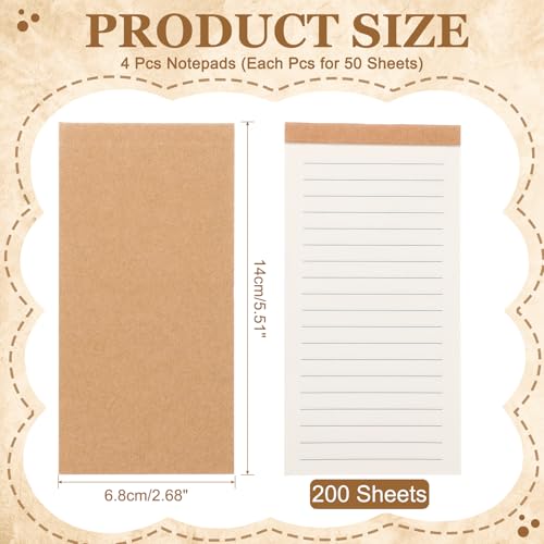 PATIKIL Portable Field Notes, 4 Pcs Small Notepads 50 Sheets Pocket Notebooks Memo Books to Do List Organizer Planner Daily for Work Office Journey, Lined - style: Lined
