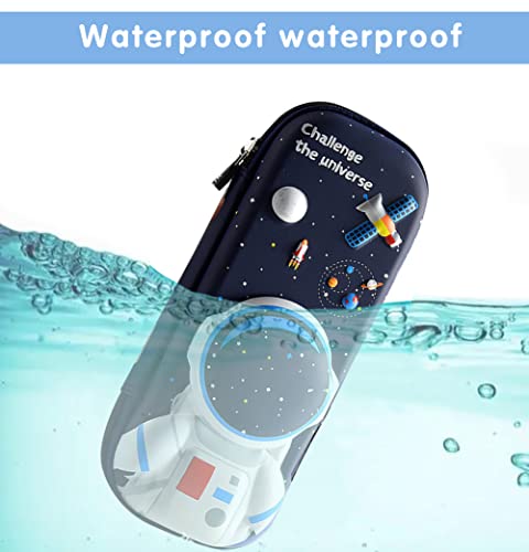3D Astronaut Pencil Case for Kids Boys, Waterproof Pencil Box with Compartments Pen Pouch (Dark Blue) - color: Astronaut