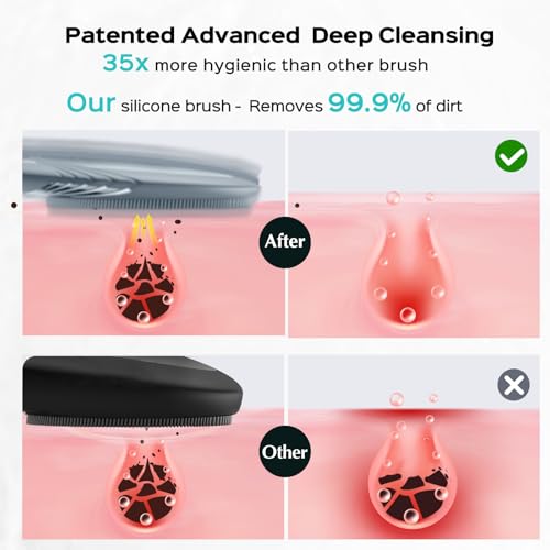 COSLUS FBS01 Facial Cleansing Brush Face Scrubber, Compact for Travel - color: Hazy Blue