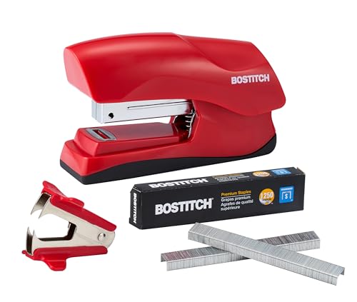 Bostitch Office Heavy Duty 40 Sheet with 1250 Staples and Staple Remover, No Jam Desktop Stapler, School Bulletin Boards, Office & Classroom, Red (B175-RED-VP) - color: Red