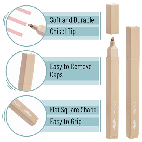 Mr. Pen- Aesthetic Highlighters No Bleed, 8 Pack, Assorted Colors | Chisel Tip, Cute Highlighters Assorted Colors for Journaling, Highlighting, Underlining, Fast Dry, Back to School Supplies - color: Pastel & Vintage Colors, size: 8 Pack