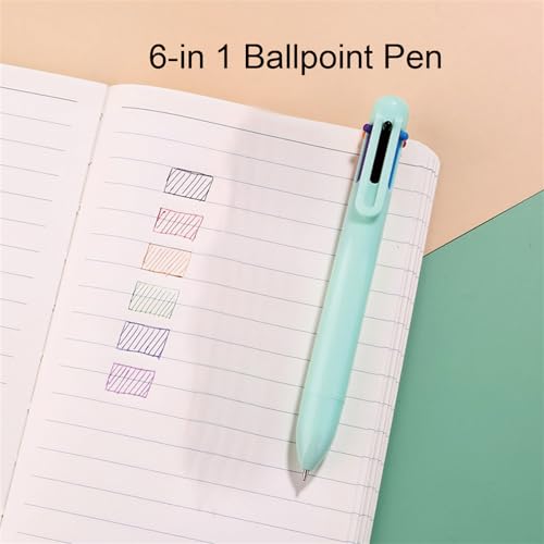 MOZXIRZ 6 Pcs Cute Green Stationery Set for Women Back to School Supplies Office Supplies Including Gel Ink Pens 6-in-1 Ballpoint Pens Pencil Eraser (Green) - color: Green