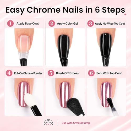 Beetles Chrome Nail Powder Set 8 Colors Mirror Effect Metallic - color: Multicolor-8