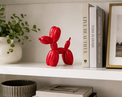 4 Inch Matte Red Balloon Dog Sculpture - color: Red