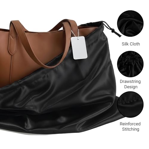 Satin Dust Bags for Purses and Handbags - Purse Storage Organizer with Drawstring, Dustproof Travel Storage Pouches for Handbags, Shoes, Boots & Clothes (2 Pack 15.7"x19.7", 2 Pack 19.7"x23.6", Black) - color: Black, size: 15.7"x19.7"+19.7"x23.6"