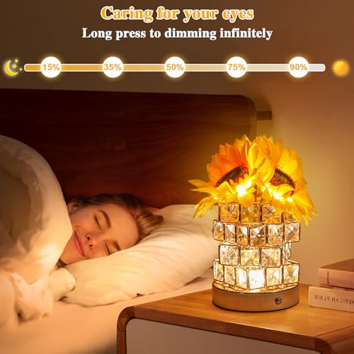 Birthday Gifts for Women/Mom Sunflower Cordless Table Lamp - style: O-square