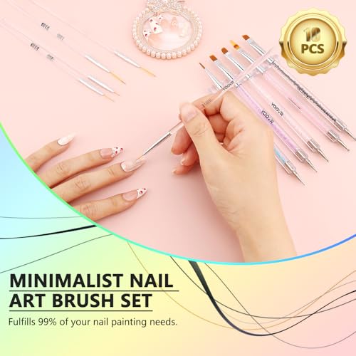 YOOVR 15-IN-1 Nail Art Brushes Set for Home & Salon Use - size: 10 PCS