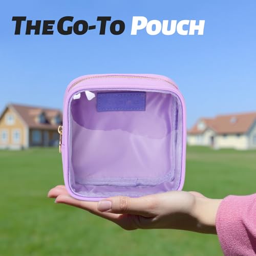 Aveniee Make up Bag for Purse, Clear Mini Cosmetic Bag Cute Zipper Pouches for Organizing Car Essentials Travel Toiletry Lipstick-Purple - color: Purple