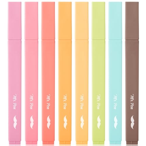 Mr. Pen- Aesthetic Highlighters No Bleed, 8 Pack, Assorted Colors | Chisel Tip, Cute Highlighters Assorted Colors for Journaling, Highlighting, Underlining, Fast Dry, Back to School Supplies - color: Autumn Colors 2, size: 8 Pack