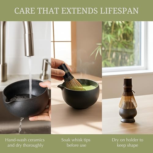 ZENSO Premium Matcha Whisk Set – 10 Piece Japanese Matcha Tea Ceremony Kit | Matcha Bowl, Tea Canister, Purple Bamboo Whisk, Whisk Holder, Sifter, Scoop & Scoop Holder, Cup, Cloth, Spoon - Dark Gray
