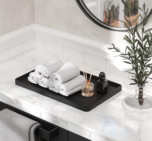 VERTORGAN Bamboo Serving Tray,15.8x9.8 Inch Trays,Home Decor(Black) - color: Black, size: 15.7" x 9.8" x 0.8"