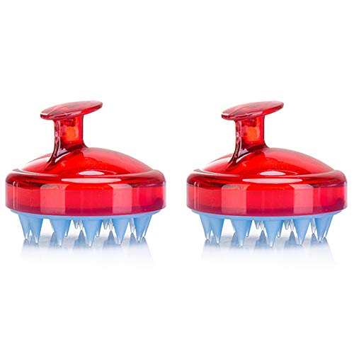 INVODA 2PCS Scalp Massager Shampoo Brush Soft Silicone Bristles for Dandruff Removal & Hair Growth, Waterproof Wet/Dry Use, Men, Women & Pets - color: Red 2 Pcs