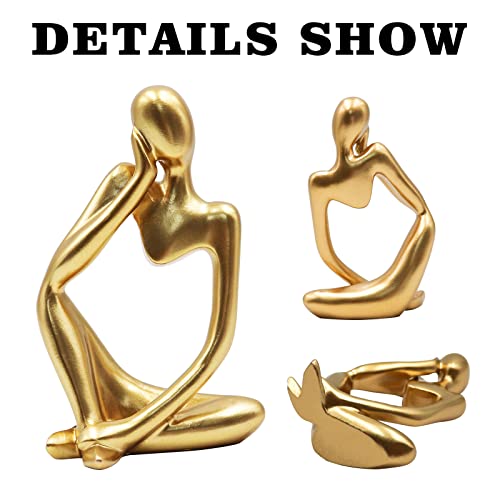 Thinker Statues and Sculptures, Resin Thinker Statue Ornaments, Abstract Style Sculptures, Housewarming Gifts, Housewarming Decorations, Living Room Dining Desk Decorations(Gold Right, Small) - color: Gold Right, size: Small
