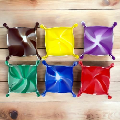 Luck Lab Board Game Token Trays, 6-Pack Folding Silicone Swirl Color Bowls
