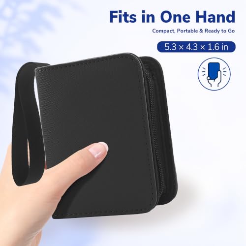 1 Pocket Card Binder with Zipper, 100 Pockets Mini Trading Card Album, Premium PU Leather Single Card Binder, Small Display Folder for TCG & Sports Cards - color: Black, size: 1-Pocket