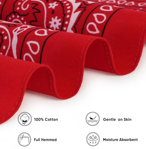 Bycc Bynn Large Soft Cotton Bandanas Pack for Men & Women 22 x 22 inches - color: 4