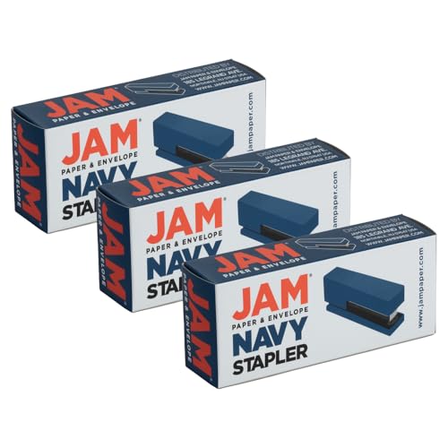 JAM PAPER Modern Desk Stapler - Navy Blue - 3/Pack - color: Navy Blue, size: Pack of 3