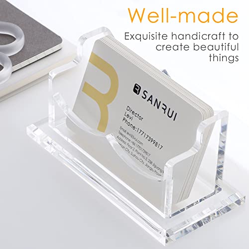 SANRUI Acrylic Business Card Holder, Clear Desk Card Display Stand 1 Slot