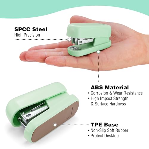 WORKPRO Small Stapler with Staples, Mini Green Stapler Set for Desk - color: Green