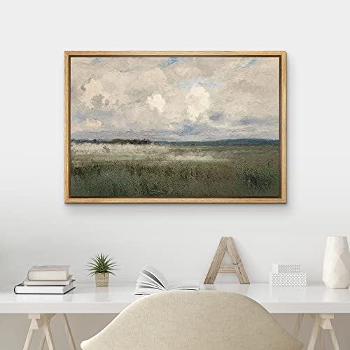 MUDECOR Framed Canvas Print Wall Art Pastel Watercolor Country Field Western Wall Art Nature Wilderness Illustrations Fine Art Landscape Multicolor for Living Room, Bedroom, Office - 16"" x24 Natural - color: A03-2306-slm09, size: 24"L x 16"W