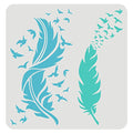 FINGERINSPIRE Feather Stencils for Painting 11.8x11.8inch Beautiful Feather Stencil Flying Bird Painting Stencil Bird's Feather Stencils for Painting on Wood, Canvas, Paper, Floor, Wall - color: Feather & Flying Bird