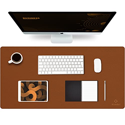 K KNODEL Large Office Desk Mat, Leather Mouse Pad (31.5"x15.7", Brown) - color: Brown, size: 31.5" x 15.7"