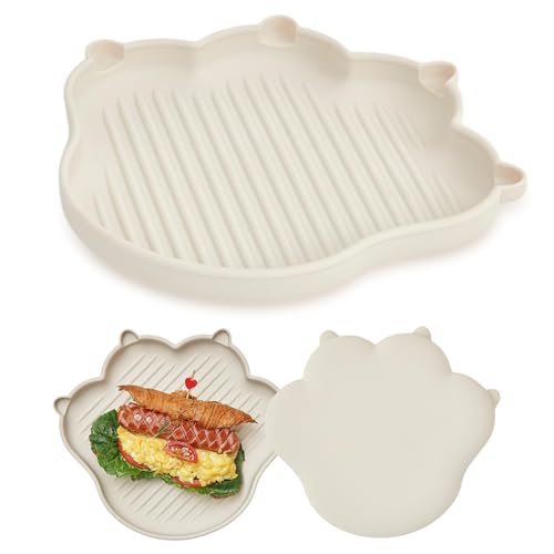 MEOW Silicone Baby Toddler Plates, Baby Feeding Essentials 100% Food-Grade Led Weaning Supplies BPA Free Toddler Soft and Durable Plate Feeding Supplies BPA Free Kids Ivory - color: Ivory
