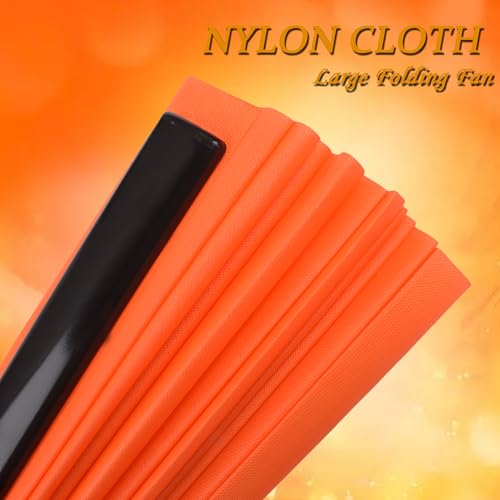 Folding Fan Performance Nylon-Cloth Fan 13 inch (Orange) - color: Orange