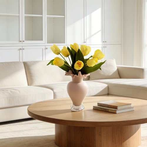 10 Stems 14 Inch Tulips Artificial Flowers Realistic Faux Flowers - color: Yellow