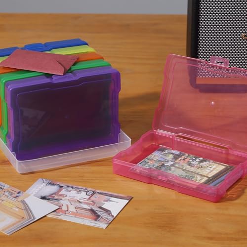 novelinks 6 Pcs 4"x6" Plastic Photo Storage Boxes with Tray (Color 3Pack) - color: Multi-colored 3 Pack