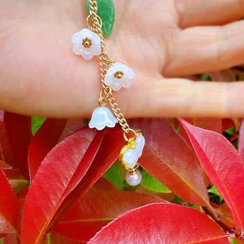 Phone Charms with Lily of the Valley & Butterfly Aesthetic Y2K Cell Phone Charms Strap Accessories for Bag Keychain Airpods Camera Pendants Decor for Women - color: White-Lily of the Valley