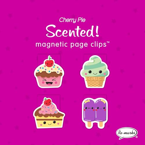 Re-marks Scented Tutti Frutti and Cherry Pie Magnetic Page Clips, 2 Sets of 4 Page Clips, 8 Clips Total