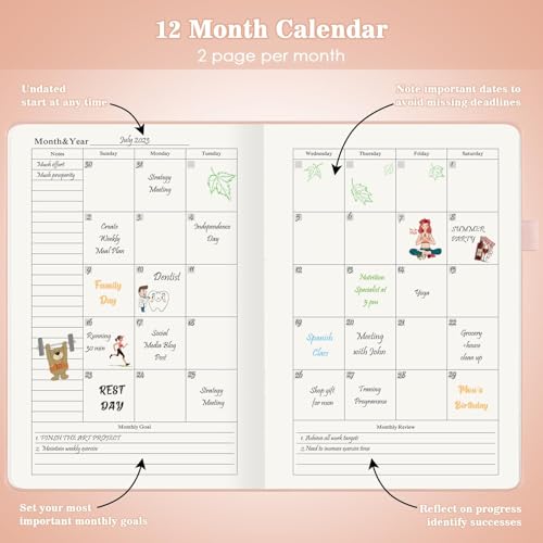 Undated Daily Planner with To Do List, 365 Days Planner for ADHD (A5, Pink) - color: Pink