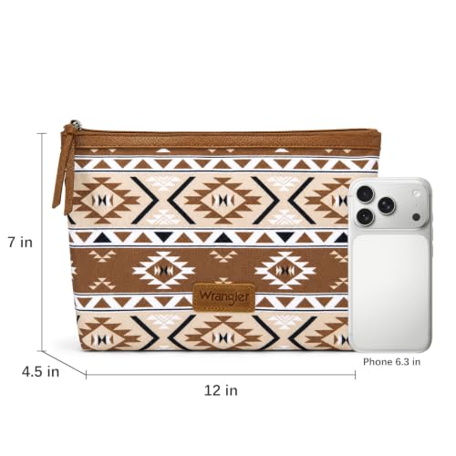 Wrangler Travel Makeup Bag Large Waterproof Cosmetic Bag for Women - color: Tan