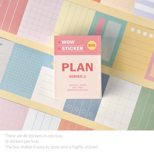 Monolike Big Wow Sticker Plan Series.1 + Series.2 Set - Big Size Cute Stickers, Square Stickers - color: Big Plan Series.1 + Series.2