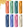 Travel Utensils Set with Case, 8 Sets Camping Utensils Reusable Wheat Straw Utensils Set With Case, Knife Spoon and Fork Set for Lunch Box - color: Multicolor