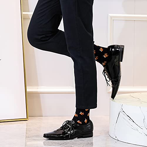 Mens Dress Socks, 5 Pair Combed Cotton Colorful Patterned Funny Crew Socks for Men Comfort - color: Squirrel