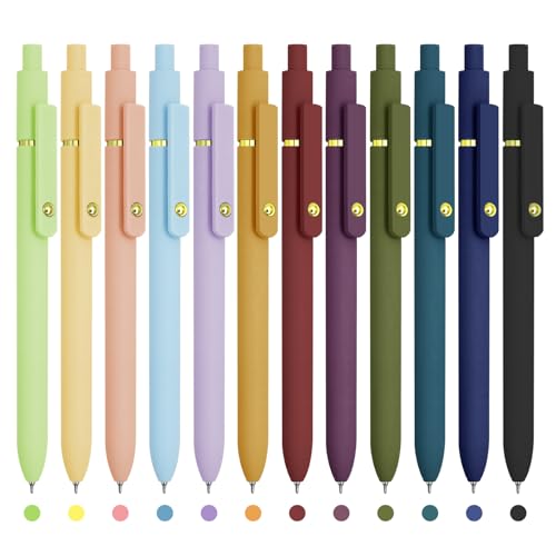 UIXJODO Colored Pens, 12 Pcs Colorful Pens Fine Point Smooth Writing Pen, 0.5mm Colored Ink Gel Pen for Journaling Note Taking, School Supplies Gifts for Women (12 Pcs Gold Vibrant and Vintage) - color: 12 Pcs Gold Vibrant and Vintage - Colored Ink