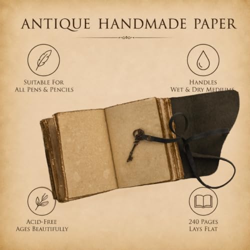 NomadCraftsCo Vintage Leather Journal, Handmade Deckle Edge Paper 240 Pages - color: Green, size: 7.5" x 5.5"